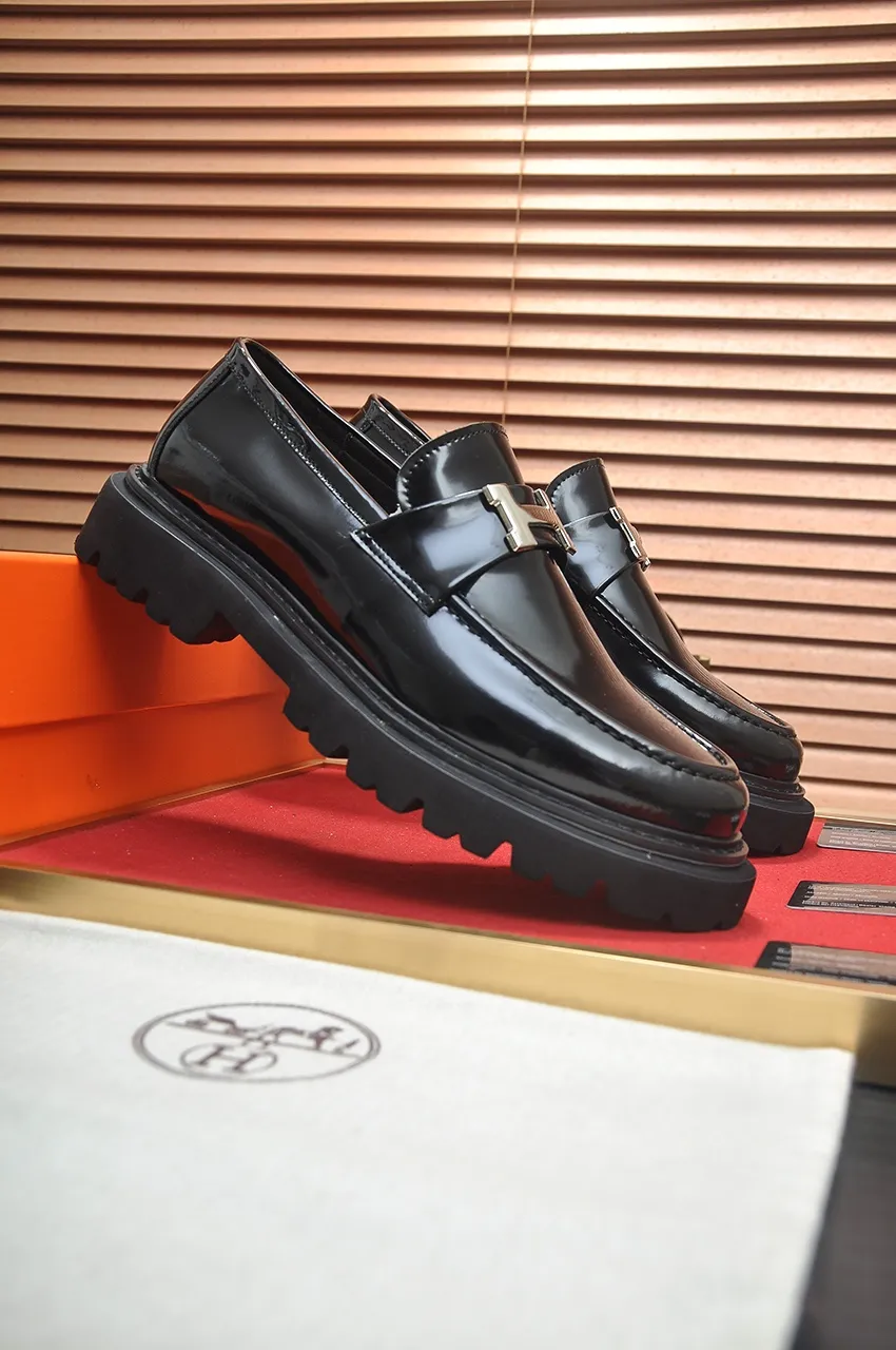 Men's men's shoes 💰720💶【[Hermes HERMES】】(High-end Niuli) New 🍀 HERMES - top version of classic casual leather shoes! Made of imported original cowhide, the inner top layer is comfortable cowhide lining! Original wear-resistant rubber foam outsole! High quality products! Code number 38-45 (45 customized)